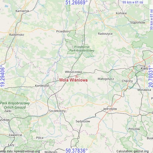 Wola Wiśniowa on map