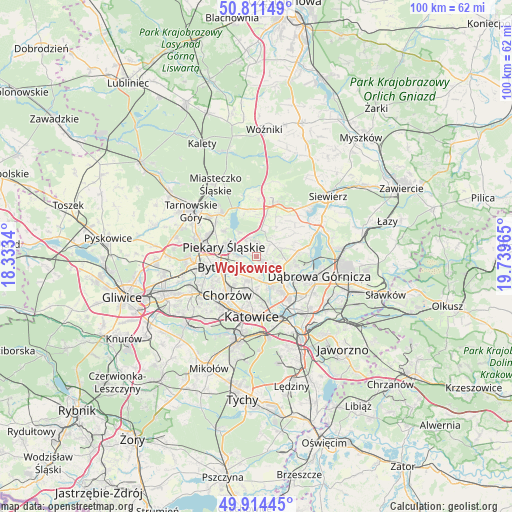 Wojkowice on map