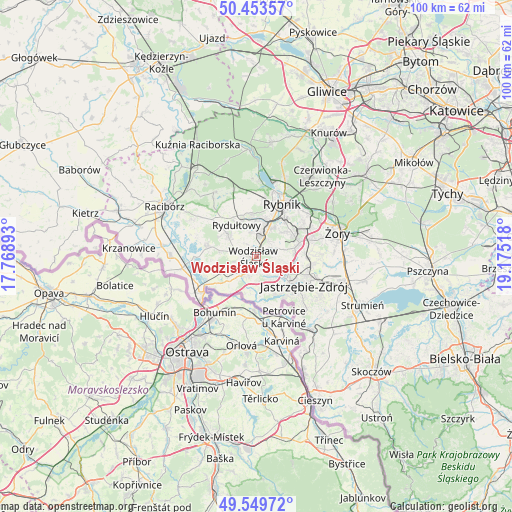 Wodzisław Śląski on map