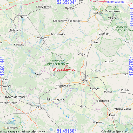 Włoszakowice on map