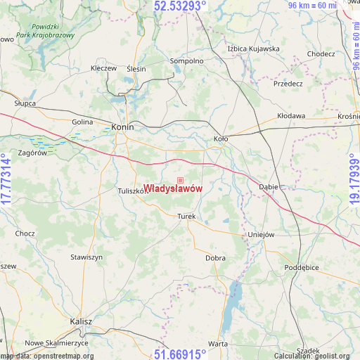 Władysławów on map