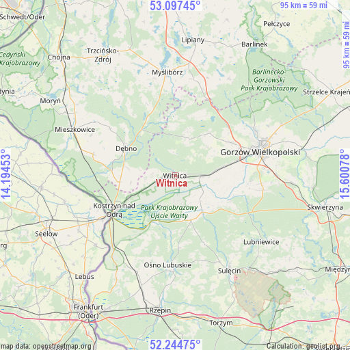 Witnica on map