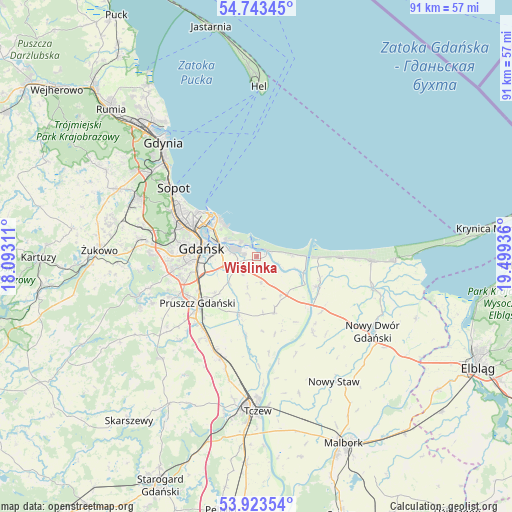 Wiślinka on map