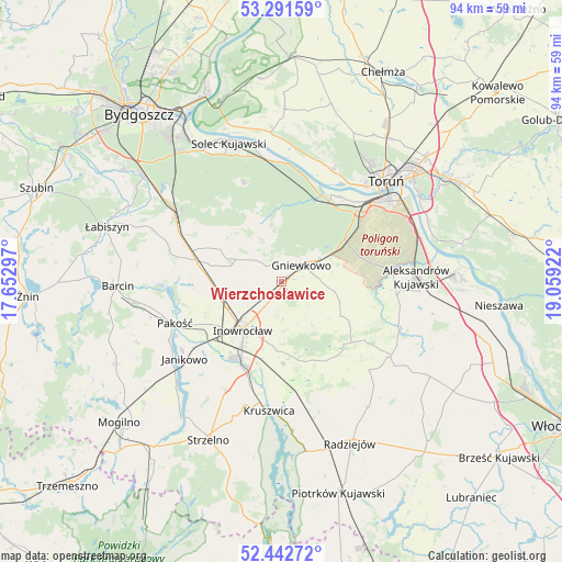 Wierzchosławice on map