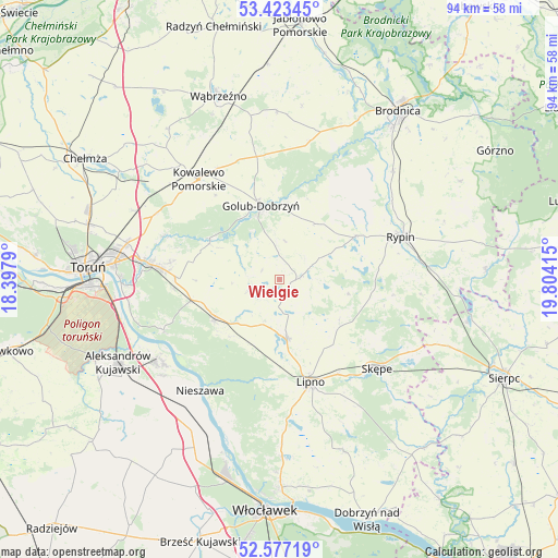 Wielgie on map