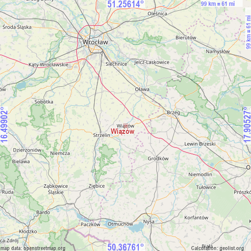 Wiązów on map