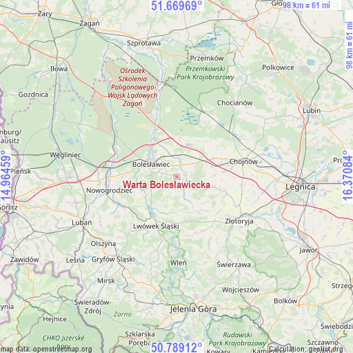 Warta Bolesławiecka on map