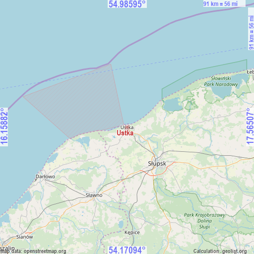 Ustka on map