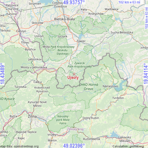 Ujsoły on map