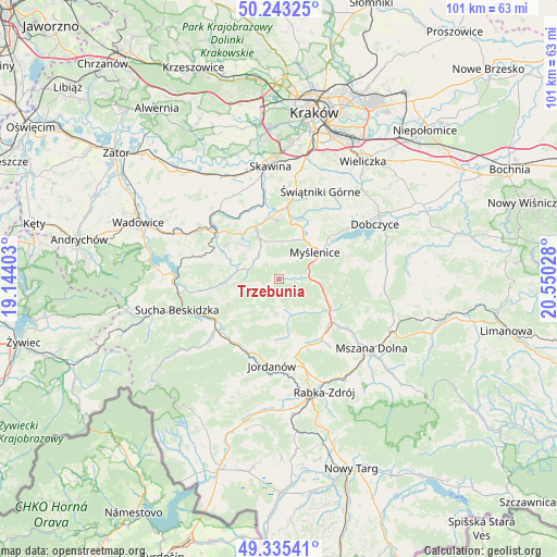 Trzebunia on map