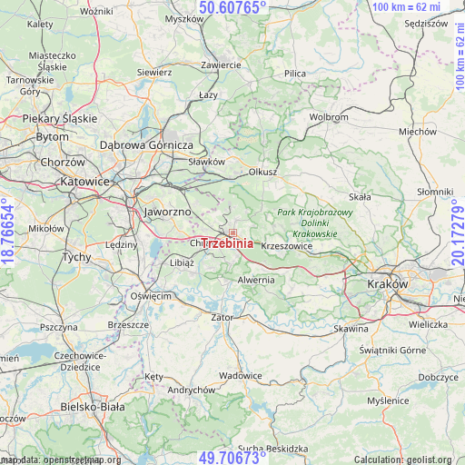 Trzebinia on map