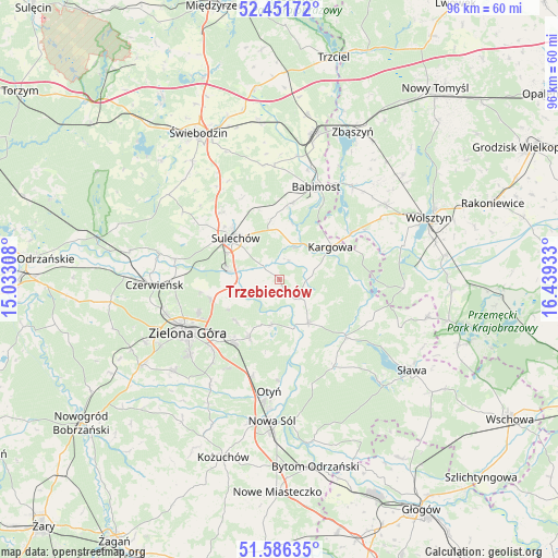 Trzebiechów on map