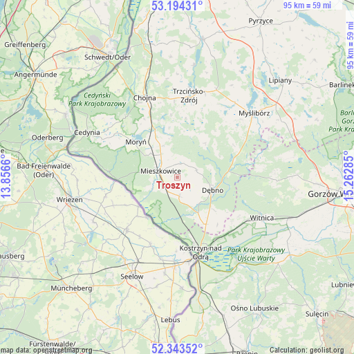 Troszyn on map