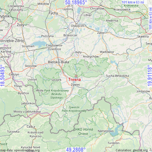 Tresna on map