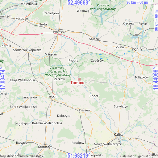 Tomice on map