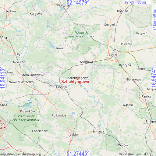 Szlichtyngowa on map