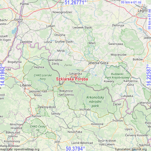 Szklarska Poręba on map