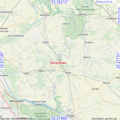 Szczutowo on map