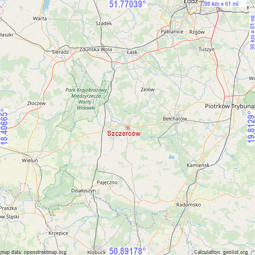 Szczerców on map