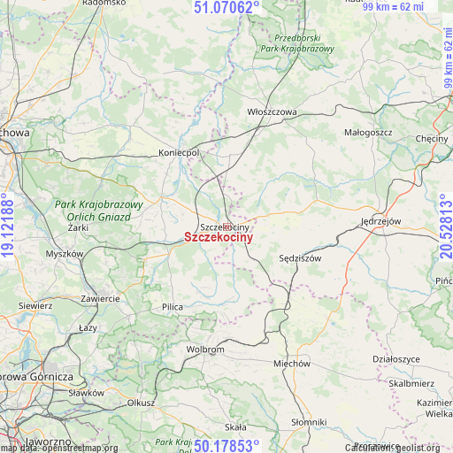 Szczekociny on map