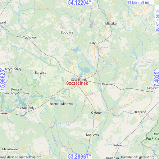 Szczecinek on map