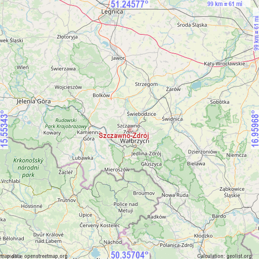 Szczawno-Zdrój on map