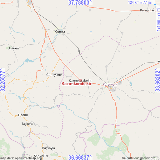 Kazımkarabekir on map