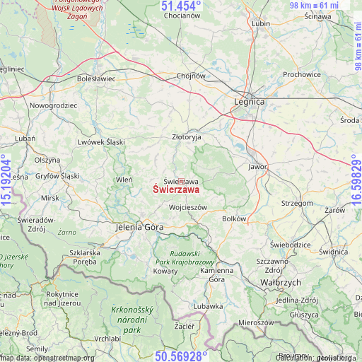 Świerzawa on map