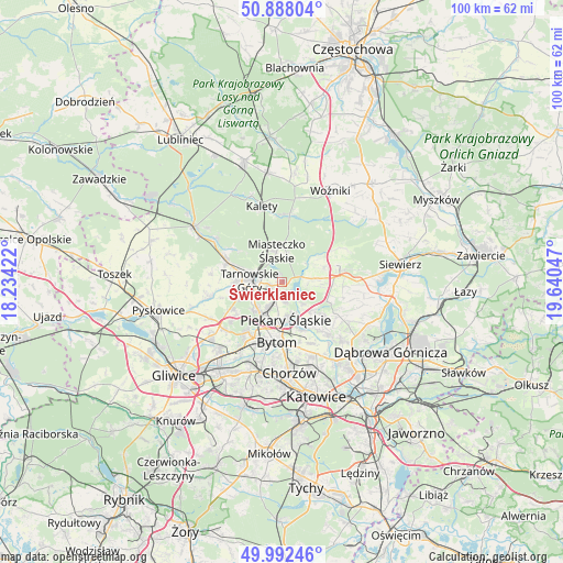 Świerklaniec on map