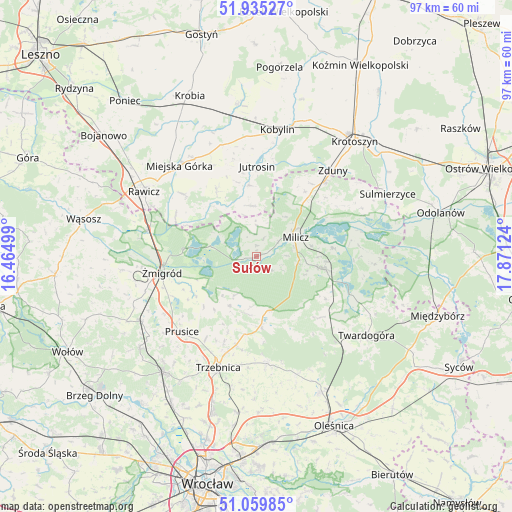 Sułów on map