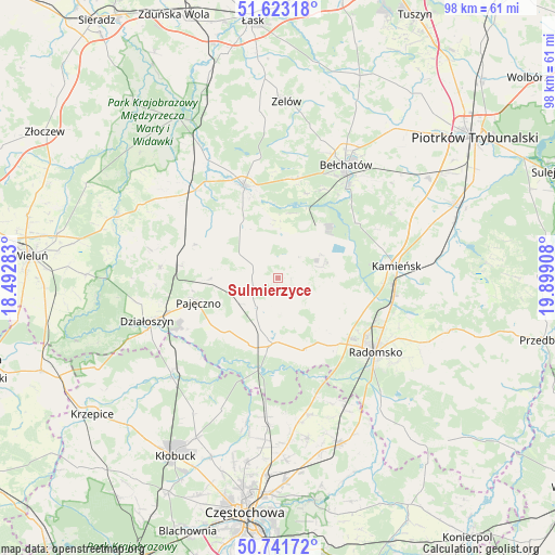 Sulmierzyce on map