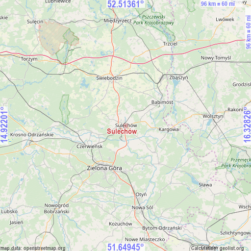 Sulechów on map