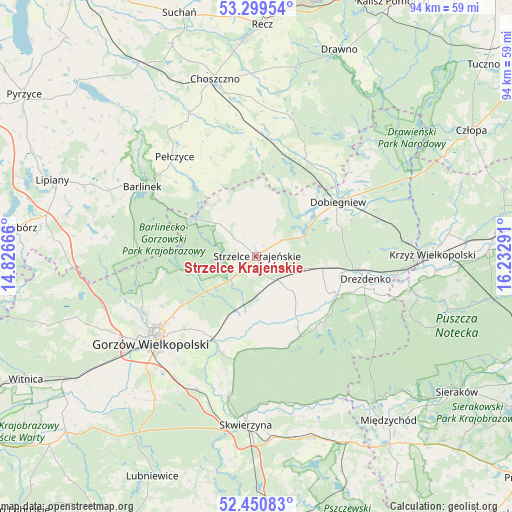 Strzelce Krajeńskie on map