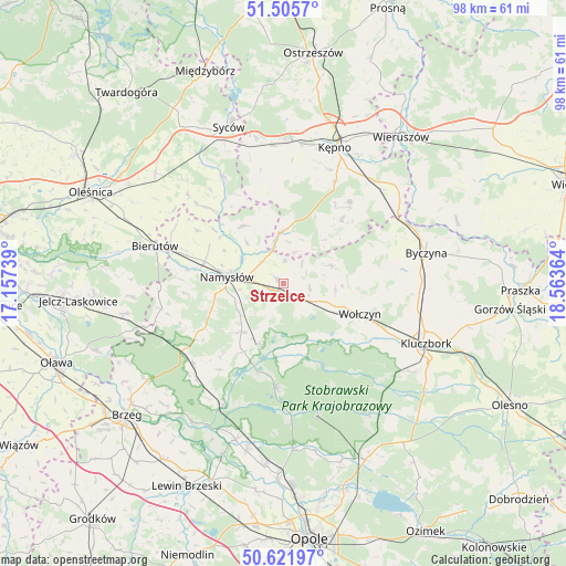 Strzelce on map