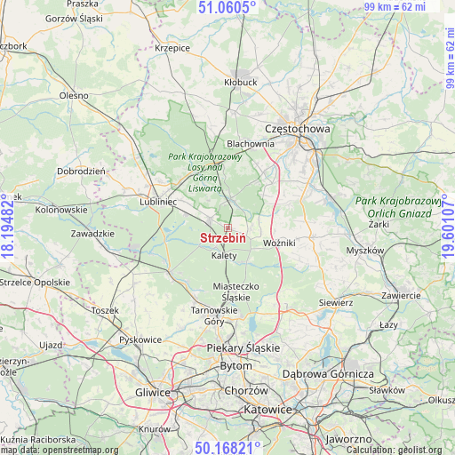 Strzebiń on map