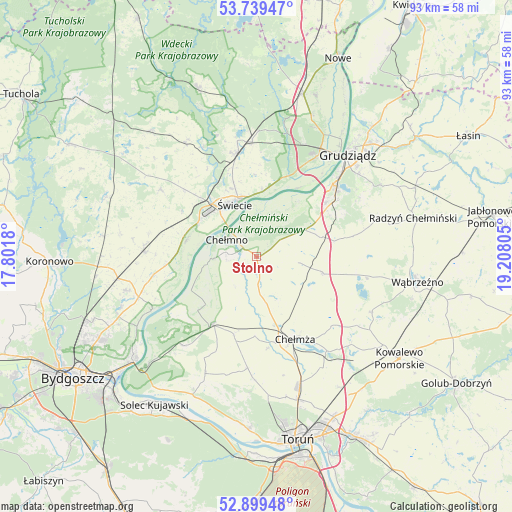 Stolno on map