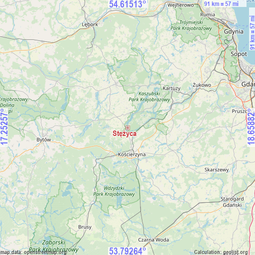 Stężyca on map