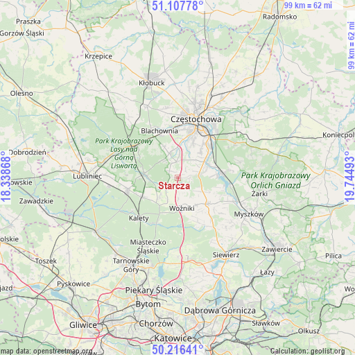 Starcza on map