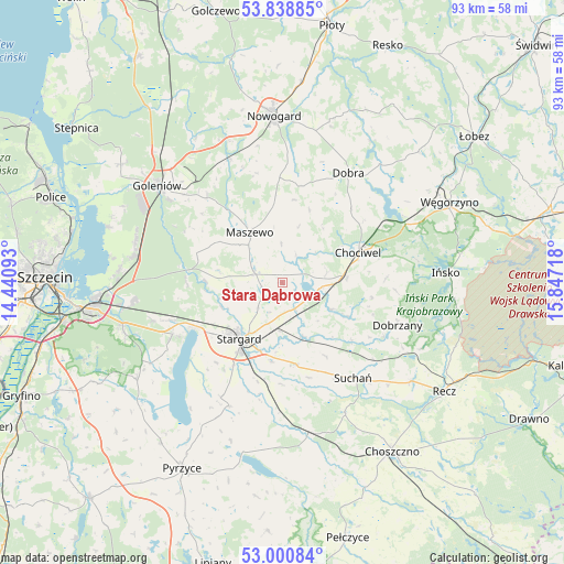 Stara Dąbrowa on map