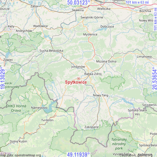 Spytkowice on map