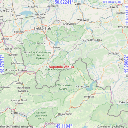 Sopotnia Wielka on map