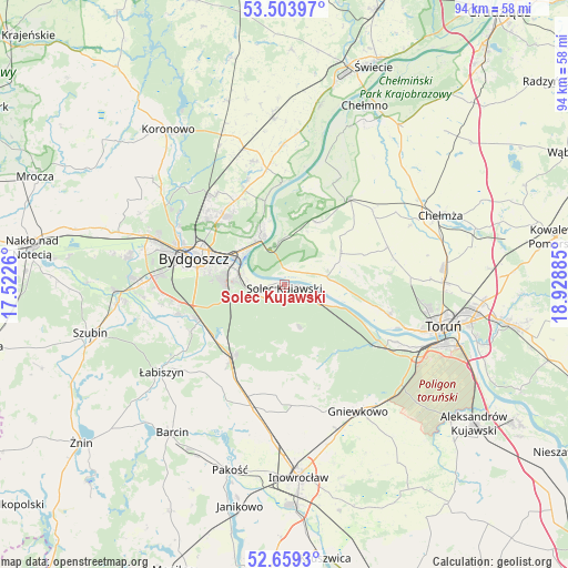 Solec Kujawski on map