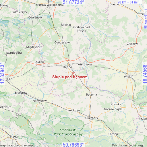 Słupia pod Kępnem on map