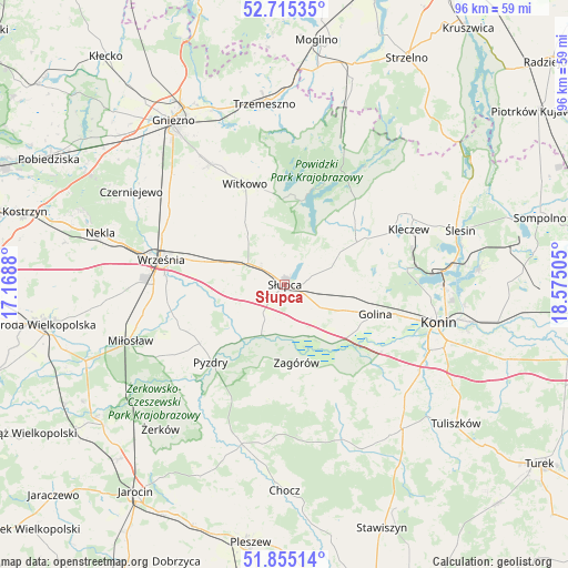 Słupca on map