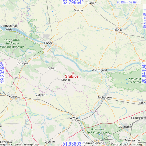 Słubice on map