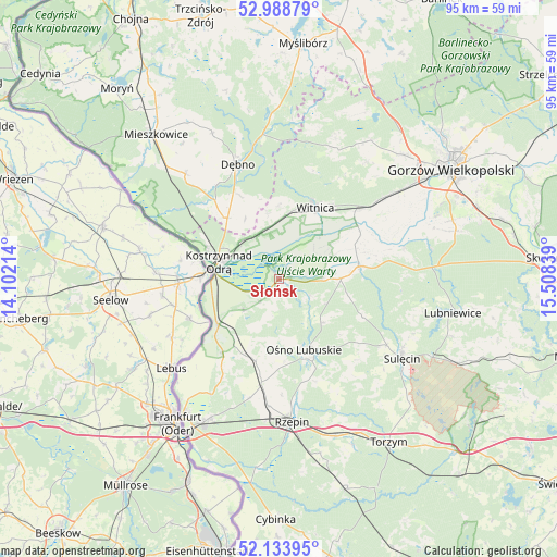 Słońsk on map