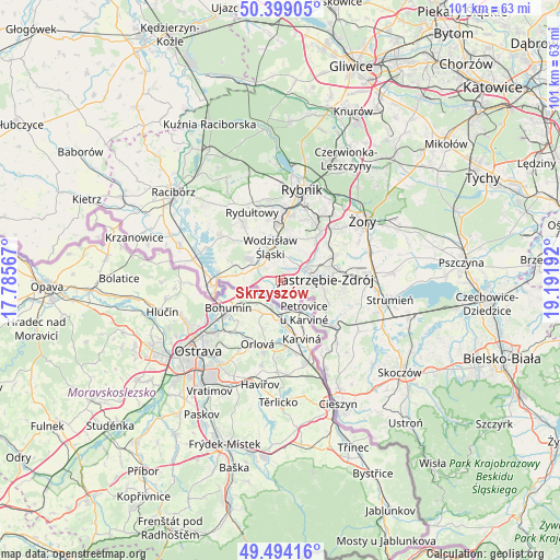 Skrzyszów on map