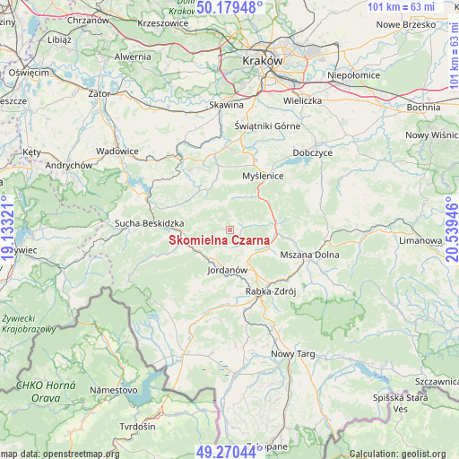 Skomielna Czarna on map