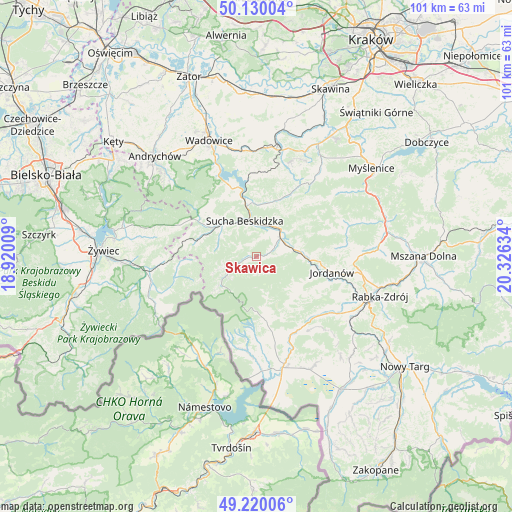 Skawica on map