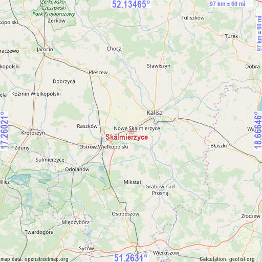 Skalmierzyce on map